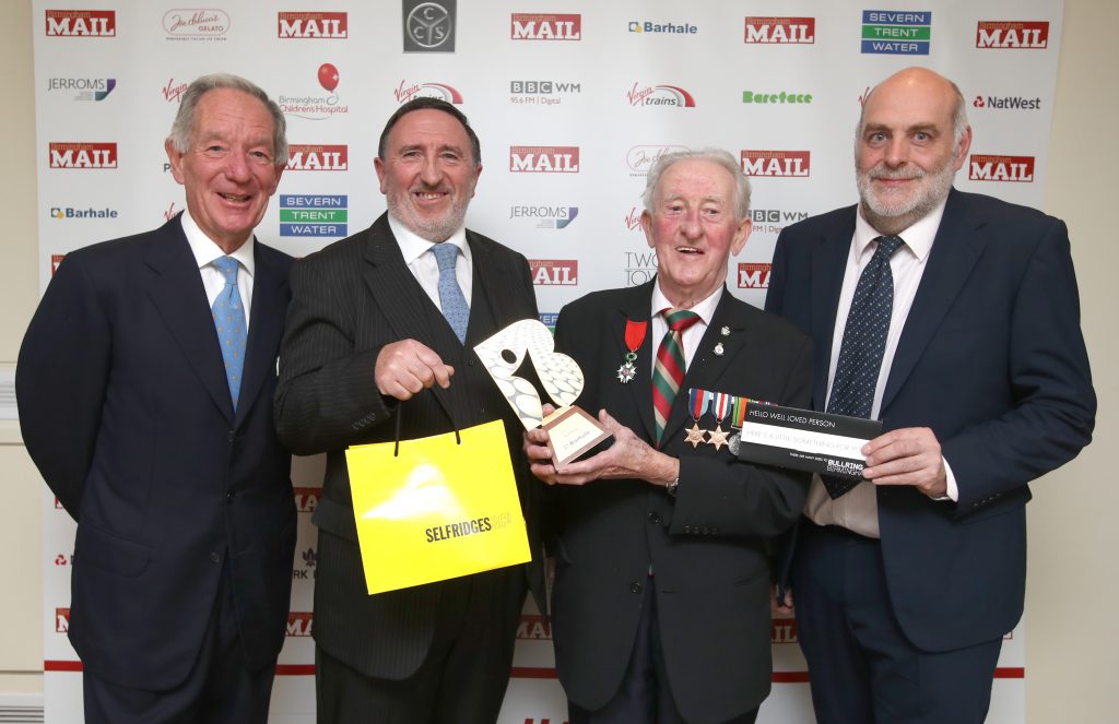 The Brummies 2016. Birmingham Museum and Town Hall. Hero Award winner Fred King with (l) Michael Buerk, Don King and Dave Shaw.