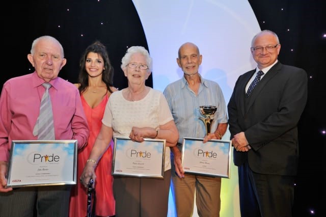 Charles Martin pictured here with runners-up Phillis Cusworth and John Barder. The event was hosted by radio presenter Melvyn Prior with special guest actress and presenter Natalie Anderson.
